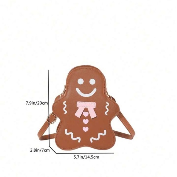 Brown Gingerbread Man Leather Crossbody Bag - Picture 3 of 10